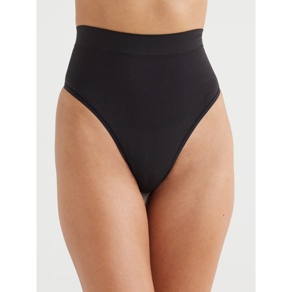 Joyspun Womens Shaping Thong Size S Black Soot Seamless Mid Rise Light Control